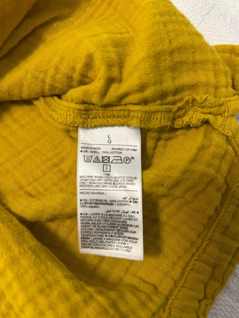 Old Navy Mustard Short-Sleeve Gauzey Button-Down Shirt 100% Cotton - Picture 3 of 4